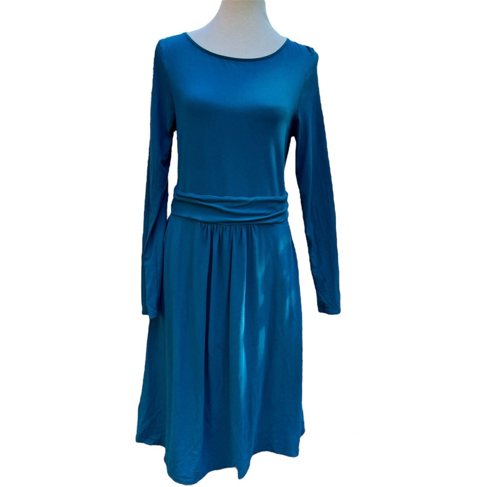 Boden Long Sleeve Jersey Dress, Teal, Pockets, Modest, 10R, Pull Over, Stretch